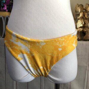 Shein sz M Cheeky Swim Bottoms Yellow & White NWOT
